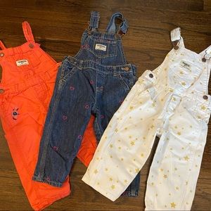 Set of 3 12 Month OshKosh B’Gosh Overalls